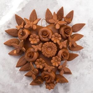 Mexican Heart Wall Art – Clay Heart Tree of Life – Rustic Wall Hanging – Handmade Floral Heart Decor – Michoacan Mexican Folk Art Sculpture
