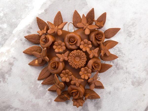 Mexican Heart Wall Art – Clay Heart Tree of Life – Rustic Wall Hanging – Handmade Floral Heart Decor – Michoacan Mexican Folk Art Sculpture