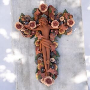 Jesús Cristo Crucificó Metepec Estado de Mex Clay Handcrafted Crucifix Artisan Jesus Christ Wall Decor Religious Ornament Hanging Sculpture
