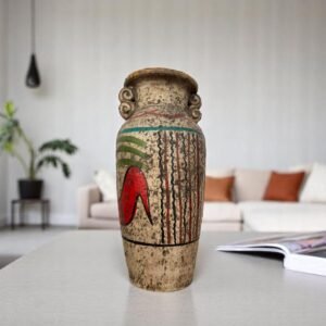 Pre-Hispanic Clay Vase, Handmade Terracotta Flower Pot, Pottery from Metepec Estado de Mexico Rustic Tribal Decor, Aztec Style Home Accent