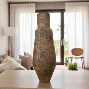 Pre-Hispanic Clay Vase, Handmade Terracotta Flower Pot, Pottery from Metepec Estado de Mexico Rustic Tribal Decor, Aztec Style Home Accent