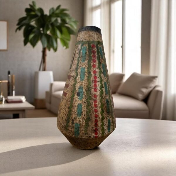 Pre-Hispanic Clay Vase, Handmade Terracotta Flower Pot, Pottery from Metepec Estado de Mexico Rustic Tribal Decor, Aztec Style Home Accent