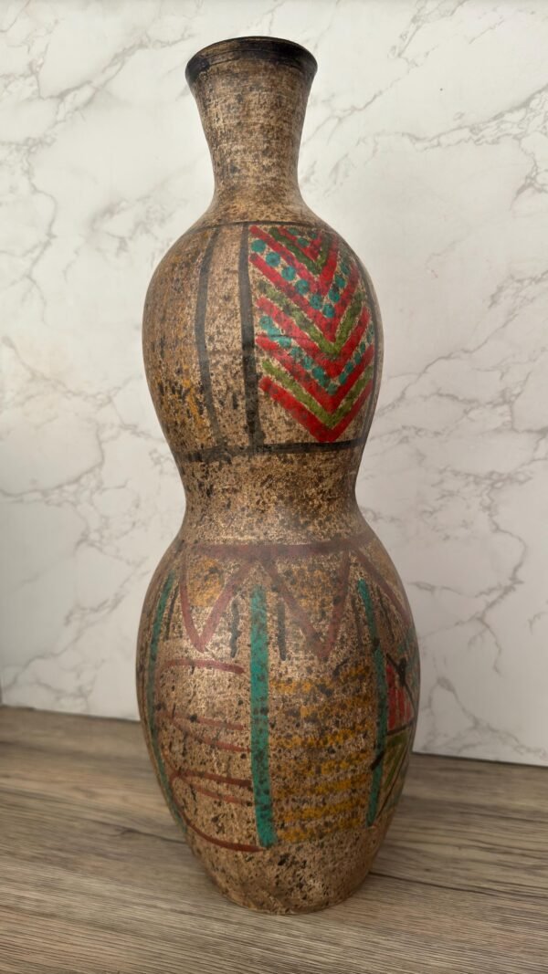 Pre-Hispanic Clay Vase, Handmade Terracotta Flower Pot, Pottery from Metepec Estado de Mexico Rustic Tribal Decor, Aztec Style Home Accent - Image 2