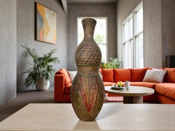 Pre-Hispanic Clay Vase, Handmade Terracotta Flower Pot, Pottery from Metepec Estado de Mexico Rustic Tribal Decor, Aztec Style Home Accent