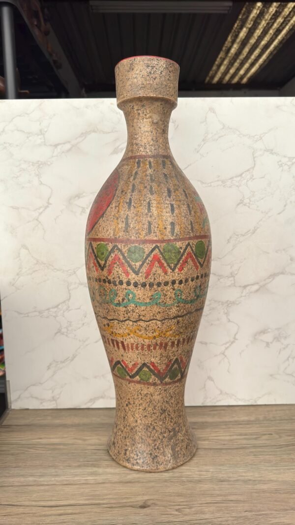 Pre-Hispanic Clay Vase, Handmade Terracotta Flower Pot, Pottery from Metepec Estado de Mexico Rustic Tribal Decor, Aztec Style Home Accent - Image 2