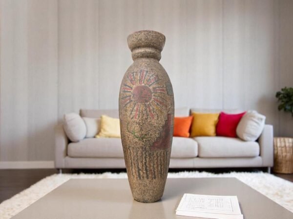 Pre-Hispanic Clay Vase, Handmade Terracotta Flower Pot, Pottery from Metepec Estado de Mexico Rustic Tribal Decor, Aztec Style Home Accent