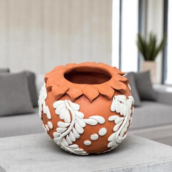 Embroidered Clay Vase From Oaxaca México Home Decor Handcrafted Jarron Barro Bordado Oaxaca Handmade Unique Designs From Artisans