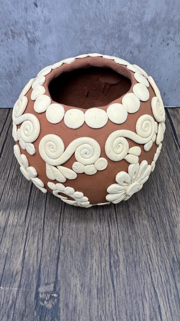 Embroidered Clay Vase From Oaxaca México Home Decor Handcrafted Jarron Barro Bordado Oaxaca Handmade Unique Designs From Artisans - Image 2