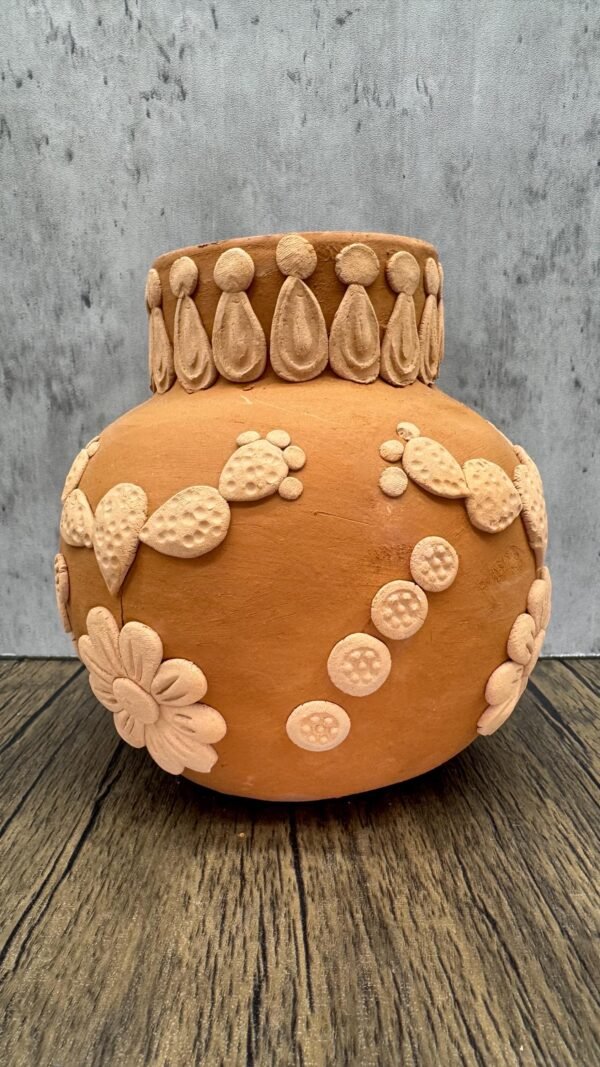 Embroidered Clay Vase From Oaxaca México Home Decor Handcrafted Jarron Barro Bordado Oaxaca Handmade Unique Designs From Artisans - Image 2