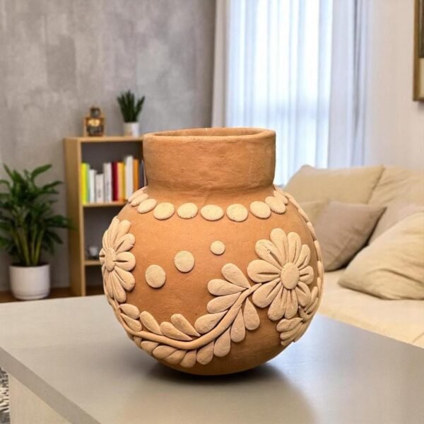 Embroidered Clay Vase From Oaxaca México Home Decor Handcrafted Jarron Barro Bordado Oaxaca Handmade Unique Designs From Artisans