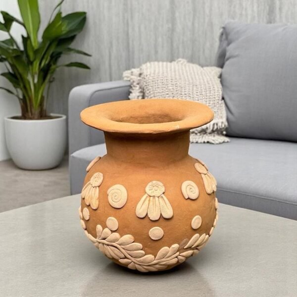 Embroidered Clay Vase From Oaxaca México Home Decor Handcrafted Jarron Barro Bordado Oaxaca Handmade Unique Designs From Artisans