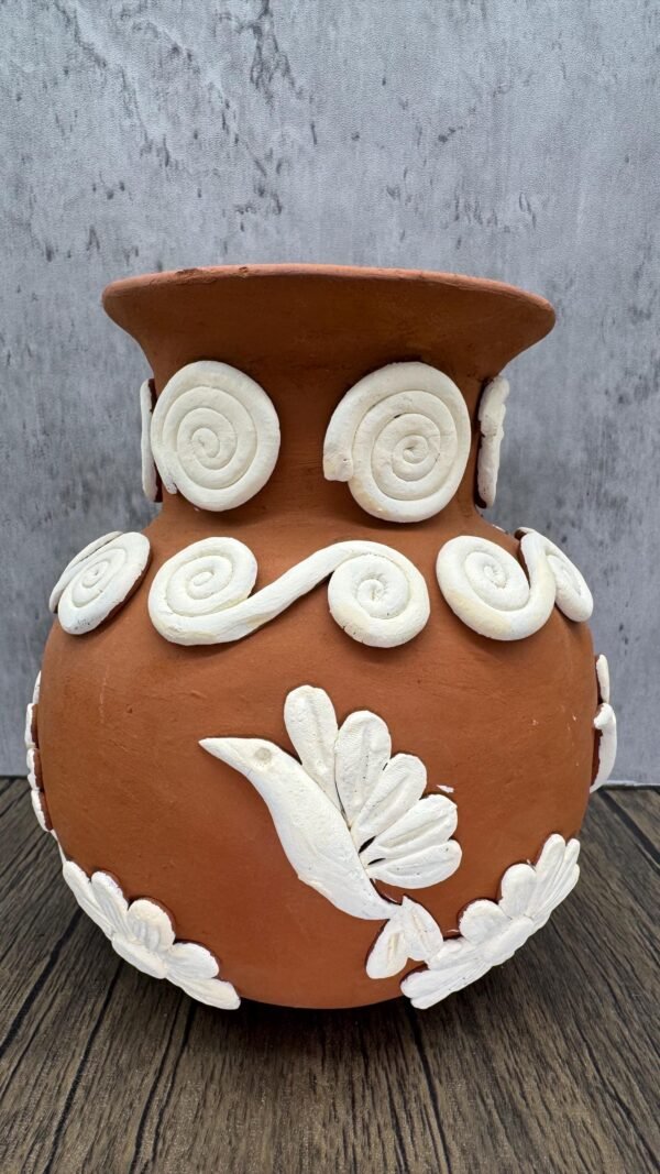 Embroidered Clay Vase From Oaxaca México Home Decor Handcrafted Jarron Barro Bordado Oaxaca Handmade Unique Designs From Artisans - Image 2