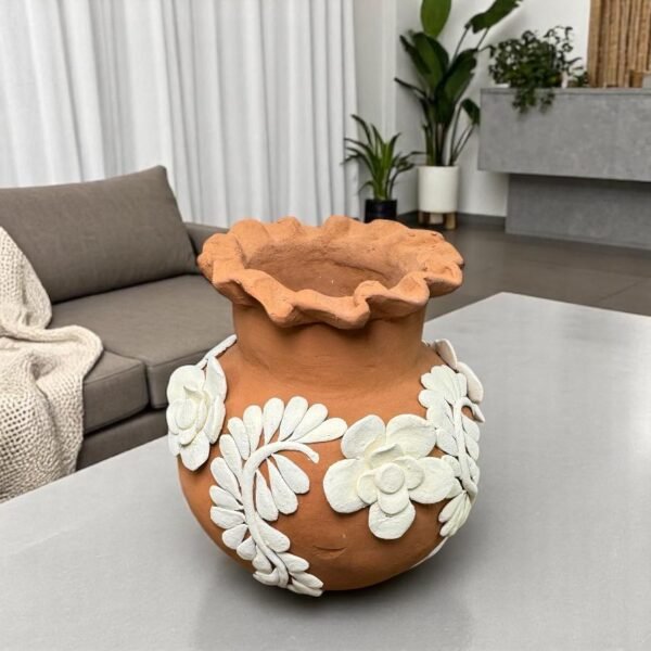 Embroidered Clay Vase From Oaxaca México Home Decor Handcrafted Jarron Barro Bordado Oaxaca Handmade Unique Designs From Artisans
