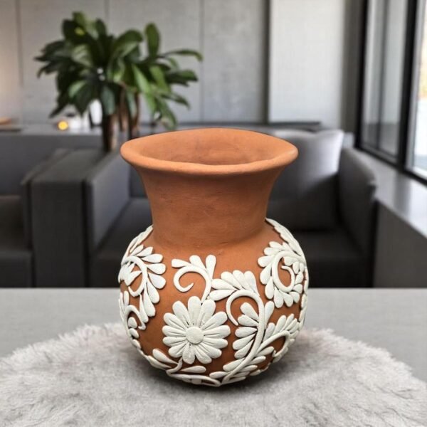 Embroidered Clay Vase From Oaxaca México Home Decor Handcrafted Jarron Barro Bordado Oaxaca Handmade Unique Designs From Artisans