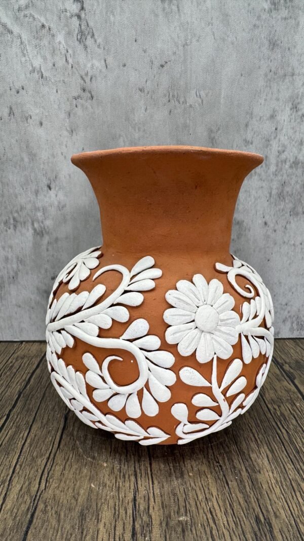 Embroidered Clay Vase From Oaxaca México Home Decor Handcrafted Jarron Barro Bordado Oaxaca Handmade Unique Designs From Artisans - Image 2