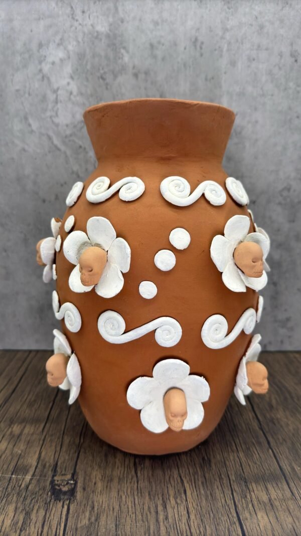 Embroidered Clay Vase From Oaxaca México Home Decor Handcrafted Jarron Barro Bordado Oaxaca Handmade Unique Designs From Artisans - Image 2