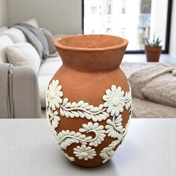 Embroidered Clay Vase From Oaxaca México Home Decor Handcrafted Jarron Barro Bordado Oaxaca Handmade Unique Designs From Artisans