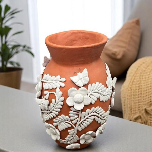Embroidered Clay Vase From Oaxaca México Home Decor Handcrafted Jarron Barro Bordado Oaxaca Handmade Unique Designs From Artisans