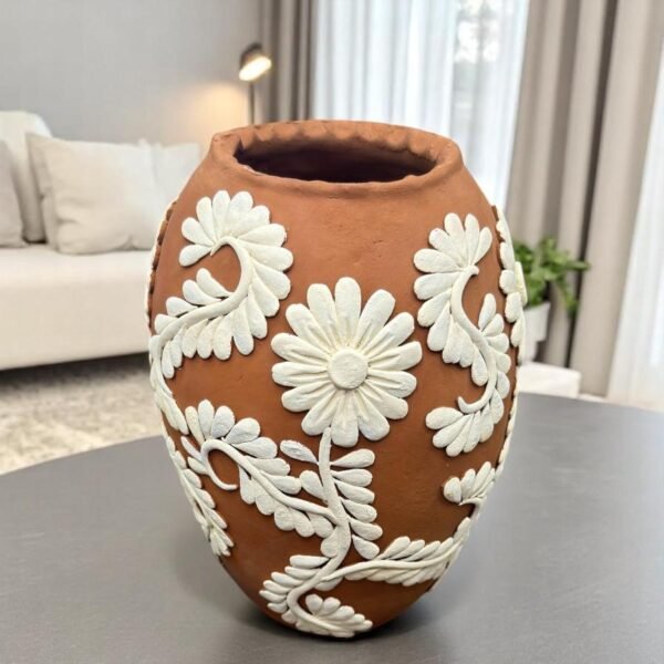 Embroidered Clay Vase From Oaxaca México Home Decor Handcrafted Jarron Barro Bordado Oaxaca Handmade Unique Designs From Artisans