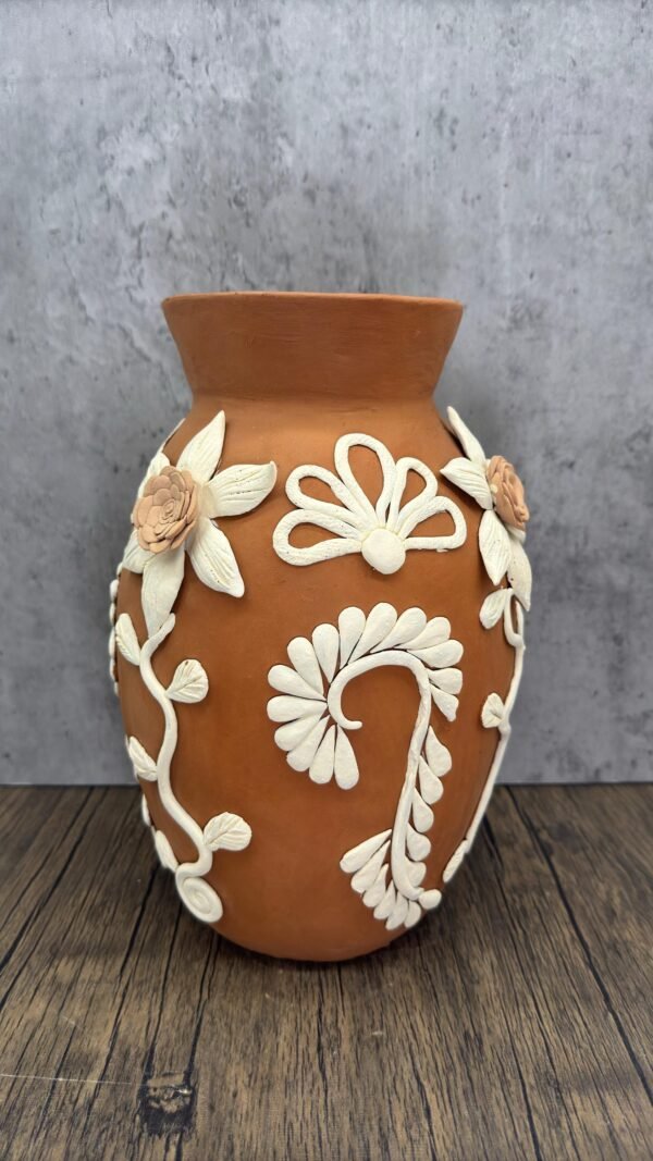 Embroidered Clay Vase From Oaxaca México Home Decor Handcrafted Jarron Barro Bordado Oaxaca Handmade Unique Designs From Artisans - Image 2
