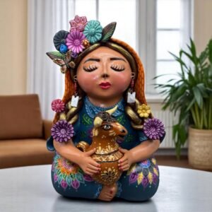 Pachamama Handmade Sculpture – Mexican Mother Earth Art, Colorful Clay Figurine, Spiritual Decor, Indigenous Folk Art, Home Decor Metepec
