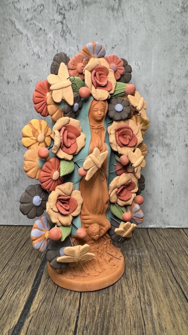 Virgin Mary Handmade Clay Piece, Virgen de Guadalupe  Mexican Decoration, Mary Virgin Sculpture, Metepec Estado de México Virgencita - Image 2