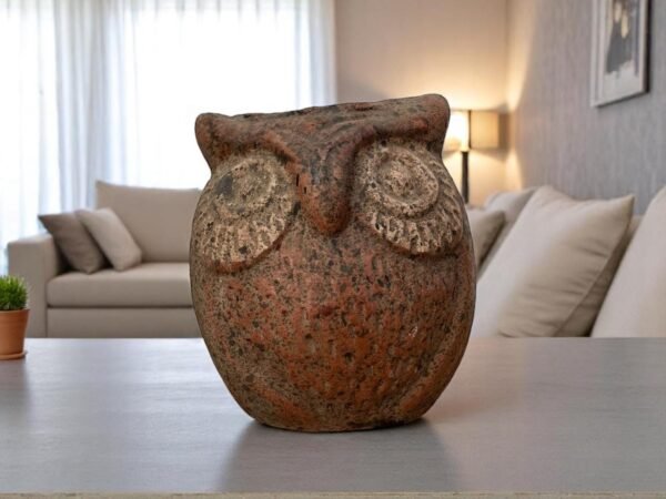 Owl Planter, Handmade Clay Pot from Metepec Mexico, Rustic Terracotta Decor, Mexican Pottery Owl Vase, Folk Art Planter, Indoor Outdoor Owl