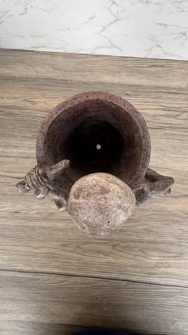 Skull Incense Burner, Handmade Clay Pot from Metepec Mexico, Terracotta Skeleton Sculpture, Herbal Smudge Holder, Day of the Dead Decor - Image 2