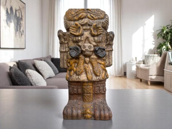 Coatlicue Sculpture, Aztec Goddess Statue, Handmade Clay Figure, Pre-Columbian Art, Mother Earth Deity, Mesoamerican Terracotta Skull