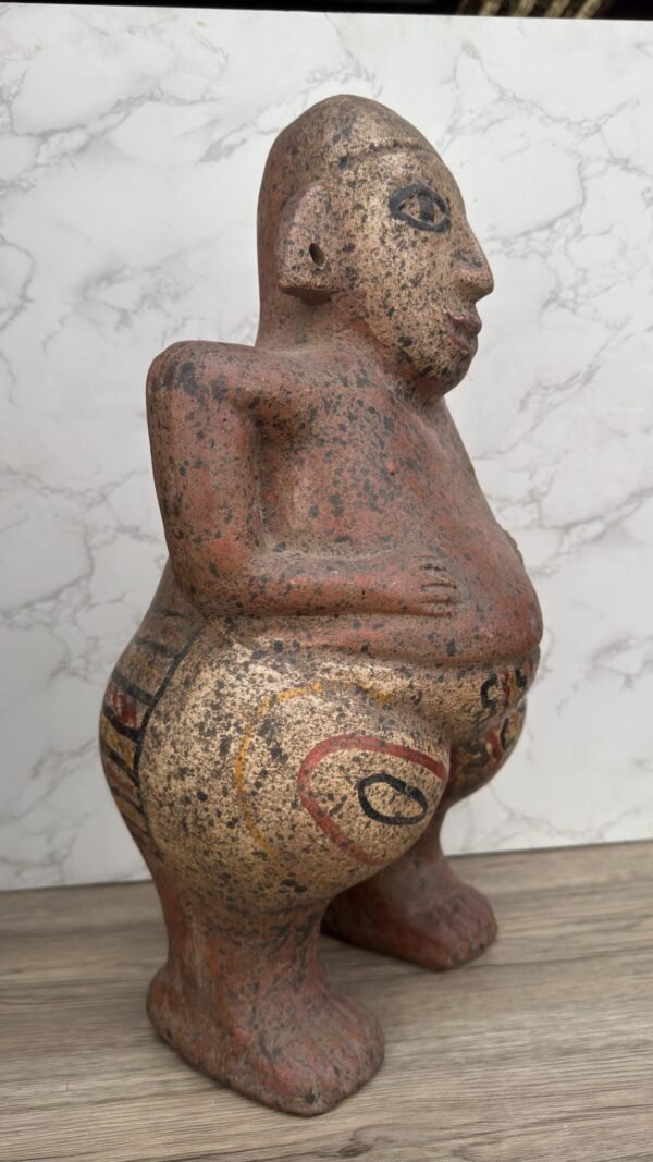 Mayan Sculpture, Handmade Clay Figure, Feathered Headdress Statue, Pre-Columbian Art, Indigenous Mexican Pottery, Rustic Terracotta Figurine - Image 2