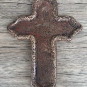 Rustic Clay Cross Wall Decor, Handmade Mexican Ceramic Cross, Spiritual Home Decor Artisanal Pottery, Aged Terracotta Wall Cross Altar Piece