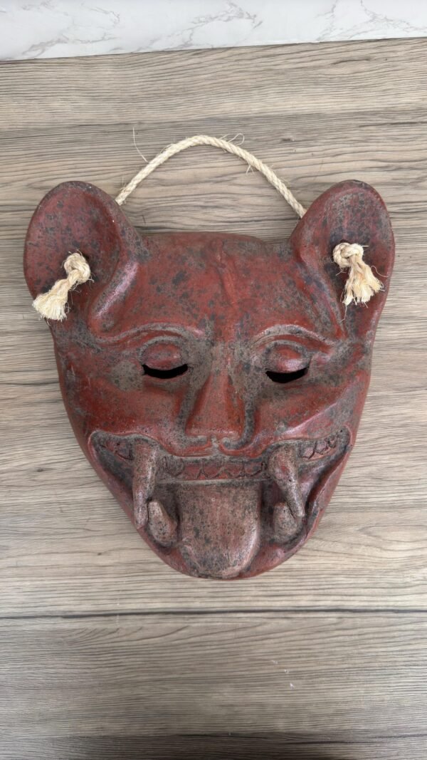Jaguar Clay Mask, Handmade Mexican Wall Decor, Tribal Animal Art, Rustic Ceramic Sculpture, Pre-Hispanic Inspired Piece