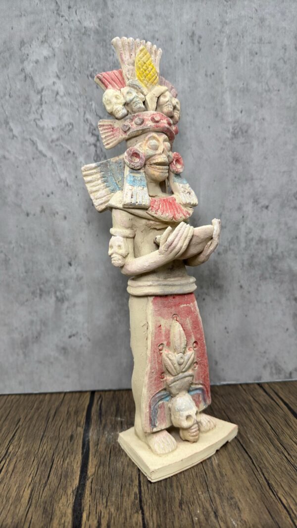 Mictlan  Mexican Clay Sculpture of Mictlantecuhtli, Aztec God of Death Folk Art, Pre-Hispanic Skeleton Figure, Day of the Dead - Image 2