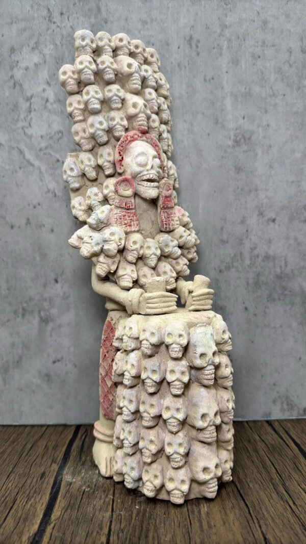 Mictlan  Mexican Clay Sculpture of Mictlantecuhtli, Aztec God of Death Folk Art, Pre-Hispanic Skeleton Figure, Day of the Dead - Image 2