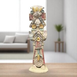 Mictlan  Mexican Clay Sculpture of Mictlantecuhtli, Aztec God of Death Folk Art, Pre-Hispanic Skeleton Figure, Day of the Dead