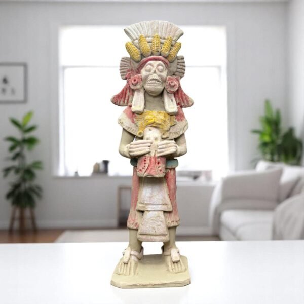 Mictlan  Mexican Clay Sculpture of Mictlantecuhtli, Aztec God of Death Folk Art, Pre-Hispanic Skeleton Figure, Day of the Dead
