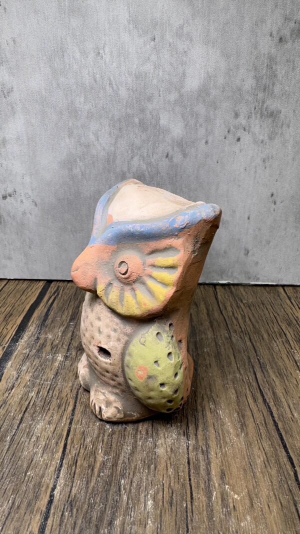 Owl Clay Whistle, Handmade in Mexico, Colorful Folk Art Sculpture, Artisan Terracotta Ocarina, Bird Spirit Animal, Rustic Boho Decor - Image 2