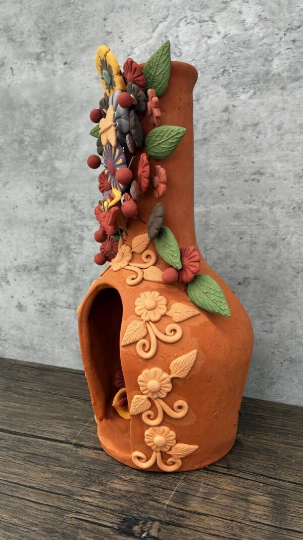 Mini Chimney Handcrafted Oaxacan With Pastillaje, Filigrana - Natural Clay Mexican Artistry, Decorative Home Accent, Unique Artisanal Piece - Image 3