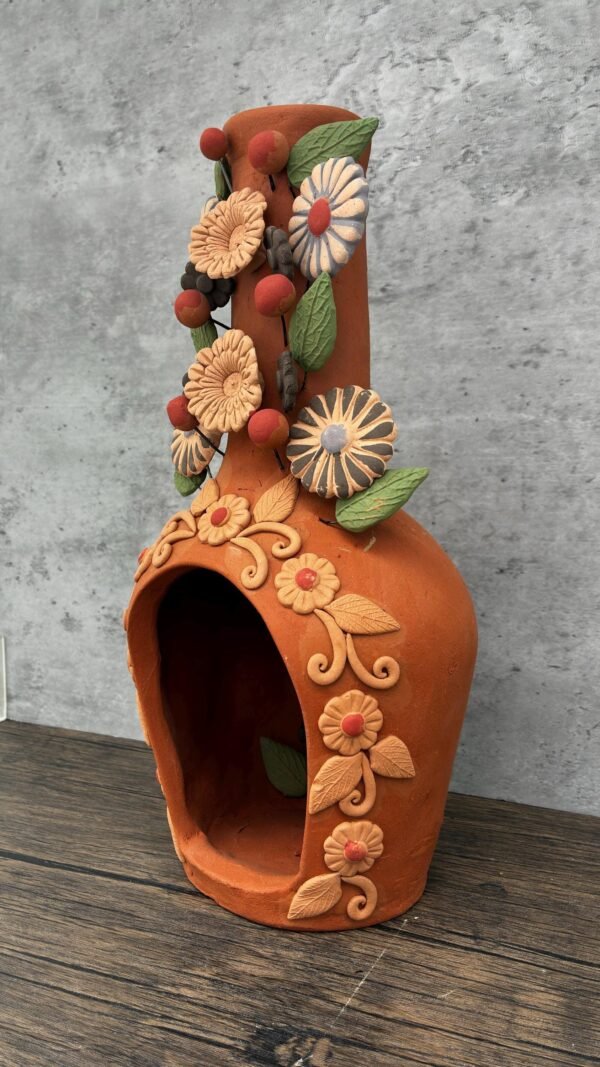 Mini Chimney Handcrafted Oaxacan With Pastillaje, Filigrana - Natural Clay Mexican Artistry, Decorative Home Accent, Unique Artisanal Piece - Image 3