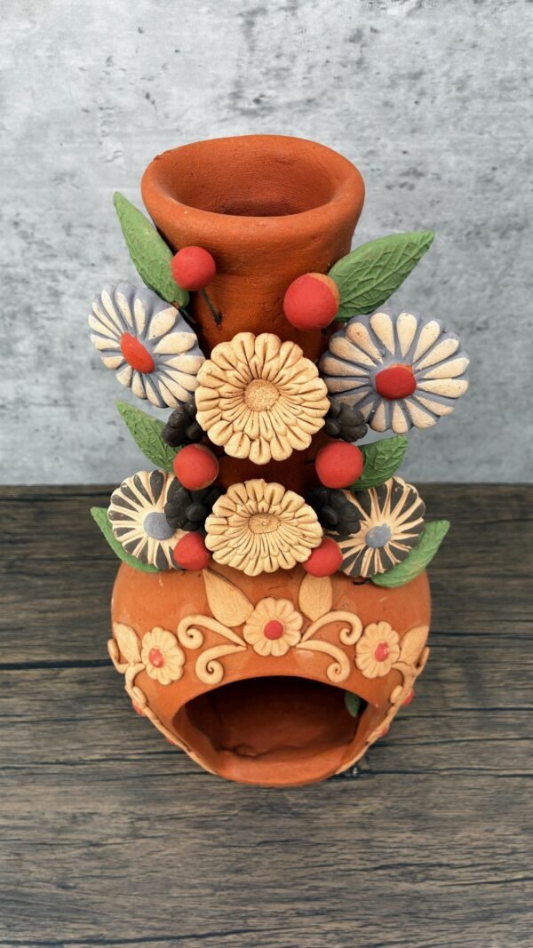 Mini Chimney Handcrafted Oaxacan With Pastillaje, Filigrana - Natural Clay Mexican Artistry, Decorative Home Accent, Unique Artisanal Piece - Image 4
