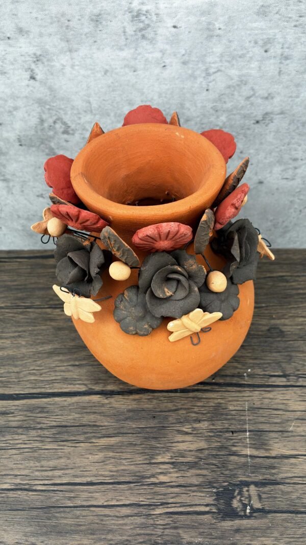 Filigrana Clay Vase Artistic From Oaxaca México By Artisans Handmade Crafts, Home Decor Folk Art, Dry Flower Pastillaje Technique Collectors - Image 3