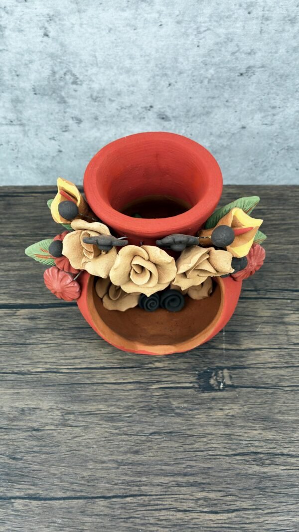 Filigrana Tealight Clay Mini Chimney, Candle Holder Artistic  Oaxaca México By Artisans Handmade Crafts, Home Decor Folk Art,  Pastillaje - Image 4