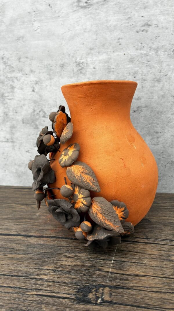 Filigrana Clay Vase Artistic From Oaxaca México By Artisans Handmade Crafts, Home Decor Folk Art, Dry Flower Pastillaje Technique Collectors - Image 3