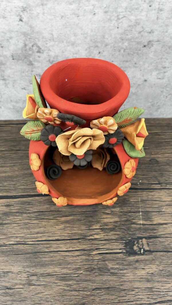Filigrana Tealight Clay Mini Chimney, Candle Holder Artistic  Oaxaca México By Artisans Handmade Crafts, Home Decor Folk Art,  Pastillaje - Image 4