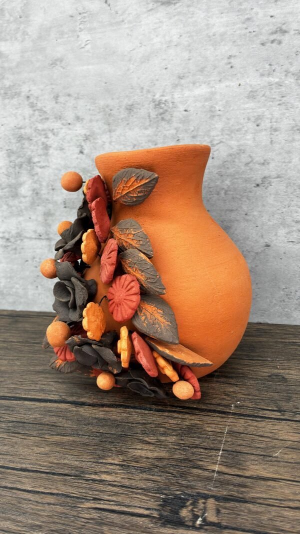 Filigrana Clay Vase Artistic From Oaxaca México By Artisans Handmade Crafts, Home Decor Folk Art, Dry Flower Pastillaje Technique Collectors - Image 3