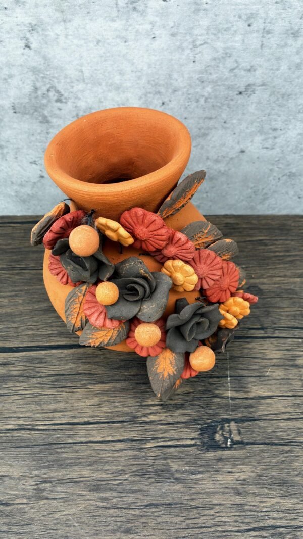 Filigrana Clay Vase Artistic From Oaxaca México By Artisans Handmade Crafts, Home Decor Folk Art, Dry Flower Pastillaje Technique Collectors - Image 4