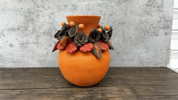 Filigrana Clay Vase Artistic From Oaxaca México By Artisans Handmade Crafts, Home Decor Folk Art, Dry Flower Pastillaje Technique Collectors - Image 3