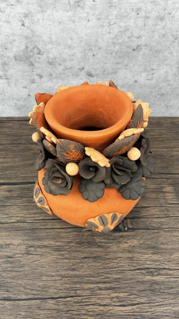 Filigrana Clay Vase Artistic From Oaxaca México By Artisans Handmade Crafts, Home Decor Folk Art, Dry Flower Pastillaje Technique Collectors - Image 3