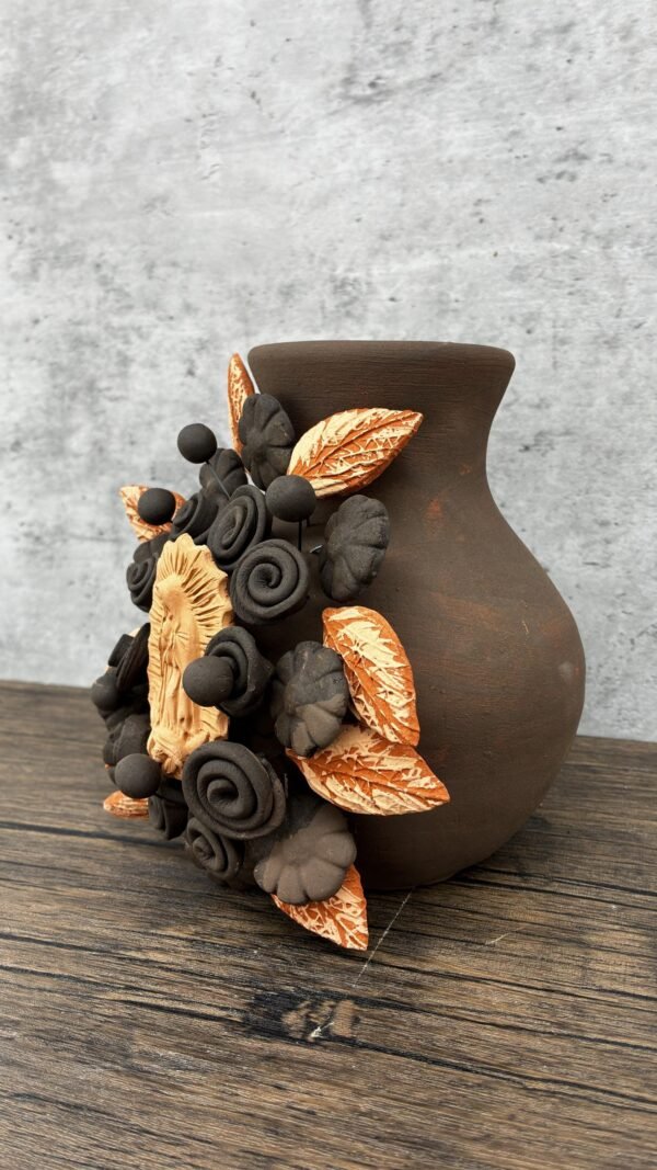 Mary Virgin Filigrana Clay Flower Vase, Artistic  Oaxaca México By Artisans Handmade Crafts, Home Decor Folk Art,  Virgen de Guadalupe - Image 3