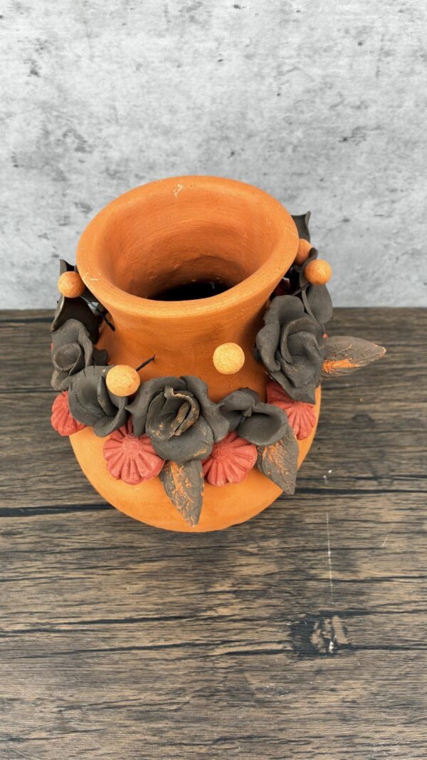 Filigrana Clay Vase Artistic From Oaxaca México By Artisans Handmade Crafts, Home Decor Folk Art, Dry Flower Pastillaje Technique Collectors - Image 4